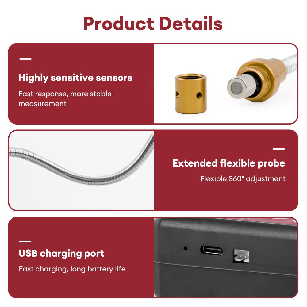 Gas Leak Detector CH4 Propane Butane Sensor Portable Combustible Gas Tester with Adjustable Sensitivity & Alarm