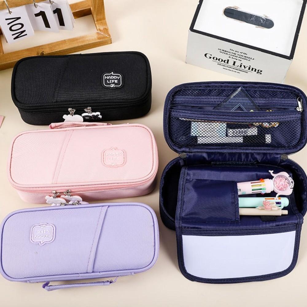 Canvas Pencil Cases Large Capacity Stationery Storage Pouch Students Pen Bag  School Supplies