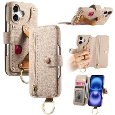 Card Slot Holder Wallet Phone Case with Wrist Strap Ring For iPhone 16 SE 15 14 Plus 13 12 11 Pro Max XS XR SE 2022 2022 7 8