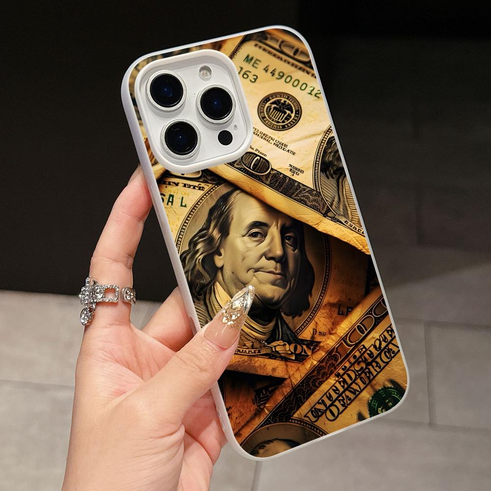 USD Dollar Jelly Double Layer White Mobile Phone Case for iPhone 17 16 15 14 13 12 11 Air Pro Max Plus Protective