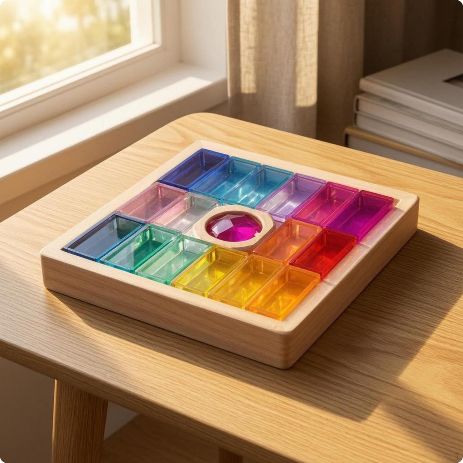 Rainbow Acrylic Blocks Lumber Square Stacking Set Translucent Wooden Toy