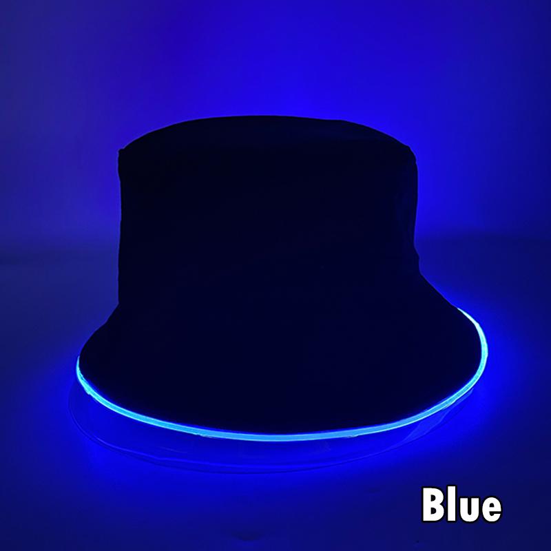 Night Club Dancing Party Performance LED Luminous Bucket Hat Colorful Neon Light Fishermen Caps Man Woman Glow Party Decor