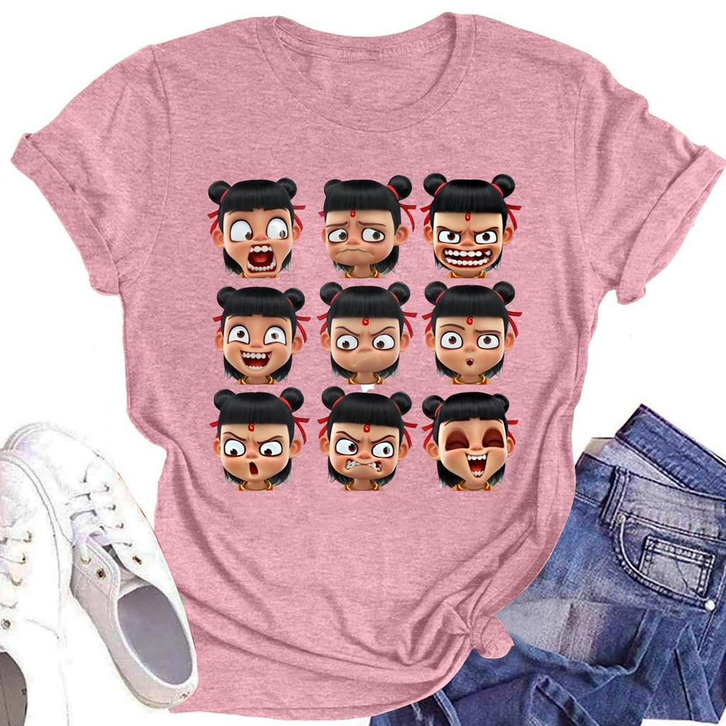 Men's And Women's Printed Round Neck Short-sleeved T-shirt Top