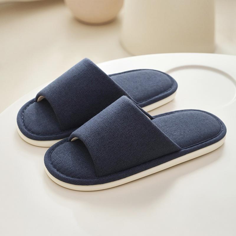 Japanese-style unprinted cotton and linen slippers women's home spring indoor wooden floor high-end linen slippers guests four seasons