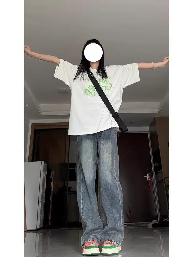 Women's 2025 Retro High Street Jeans: Fleece-Lined Straight, Narrow & Wide Leg Options for Spring, Autumn, Winter