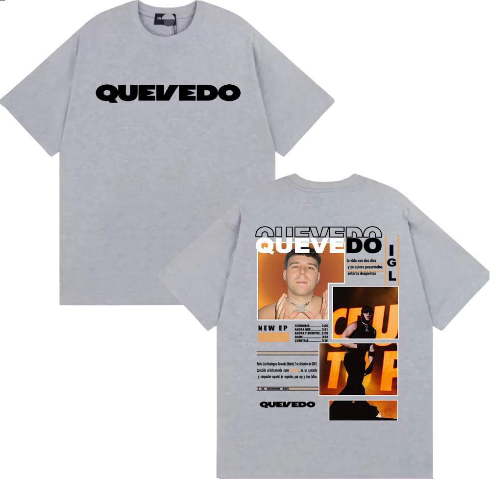 Rapper Quevedo Buenas Noches IGL 2026 Tour T-shirts Men Women Fashion Hip Hop Punk T-shirt O-Neck 100% Cotton Oversized T Shirts