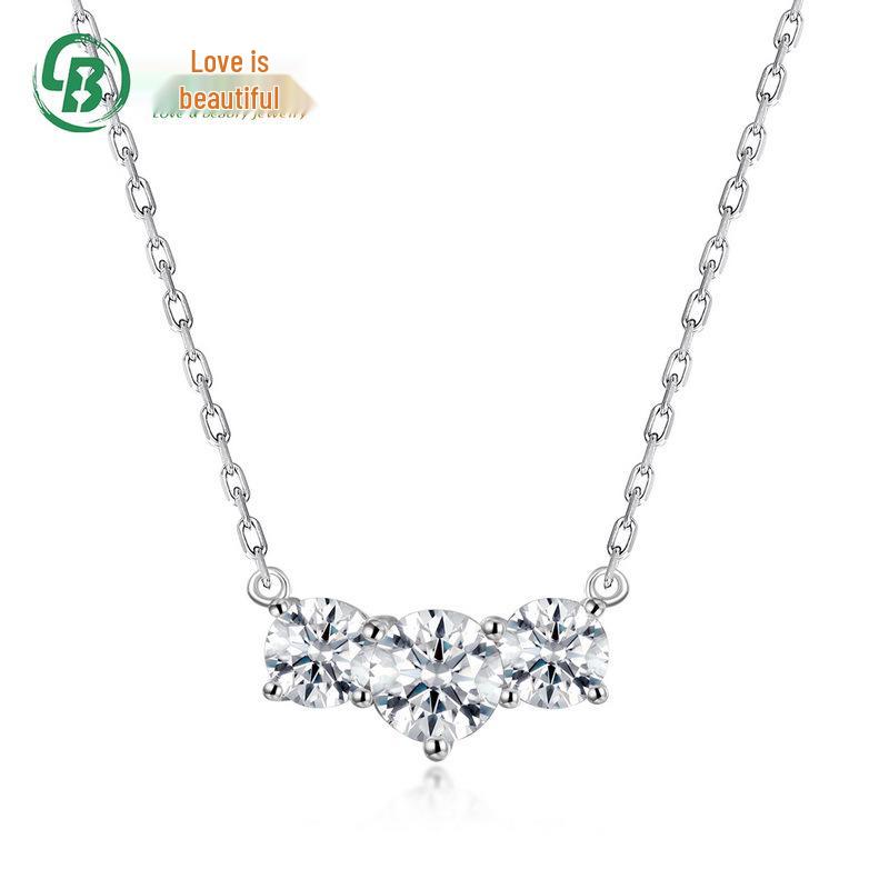 

Элегантное колье с муассанитом для женщин, стильная подвеска из стерлингового серебра S925 на цепочке для ключиц 925 Sterling Silver