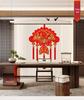 Large Chinese Knot Fan-Shaped Fu Pendant: Auspicious Living Room Wall Decor