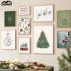 Christmas Tree Ball Decoration Poster Frosted Holly Winter Van Canvas Painting Snowflake Prints Decorative Home Room Picture