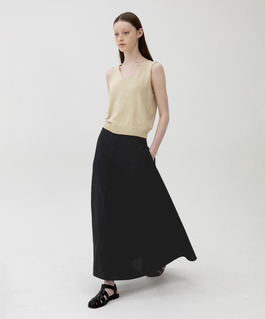 Leuba V-Neck Cotton Knit Vest - Beige