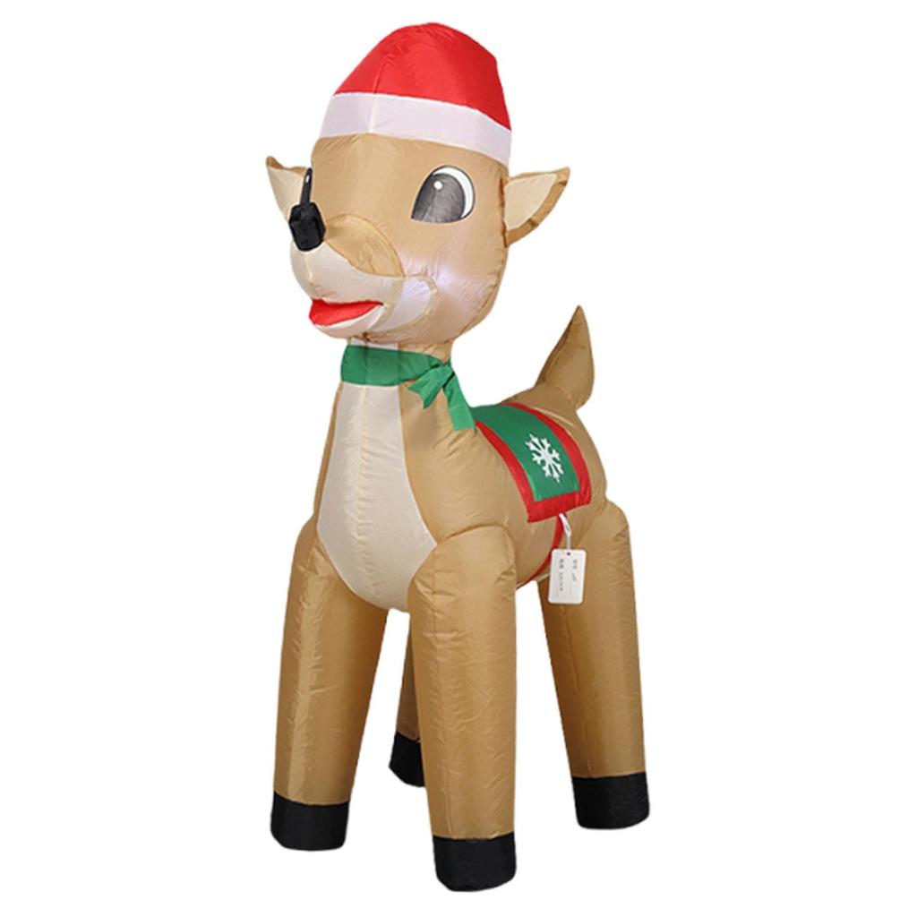 Christmas Outdoor Inflatable Reindeer Ornament Garden Prop with LED Light for Party Yard Decoration Holiday Gift