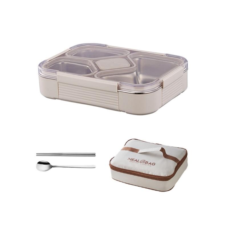 304 Stainless Steel Meal Preparation Container With Silicone Seal Leak Proof For Students And Daily Commuting белый