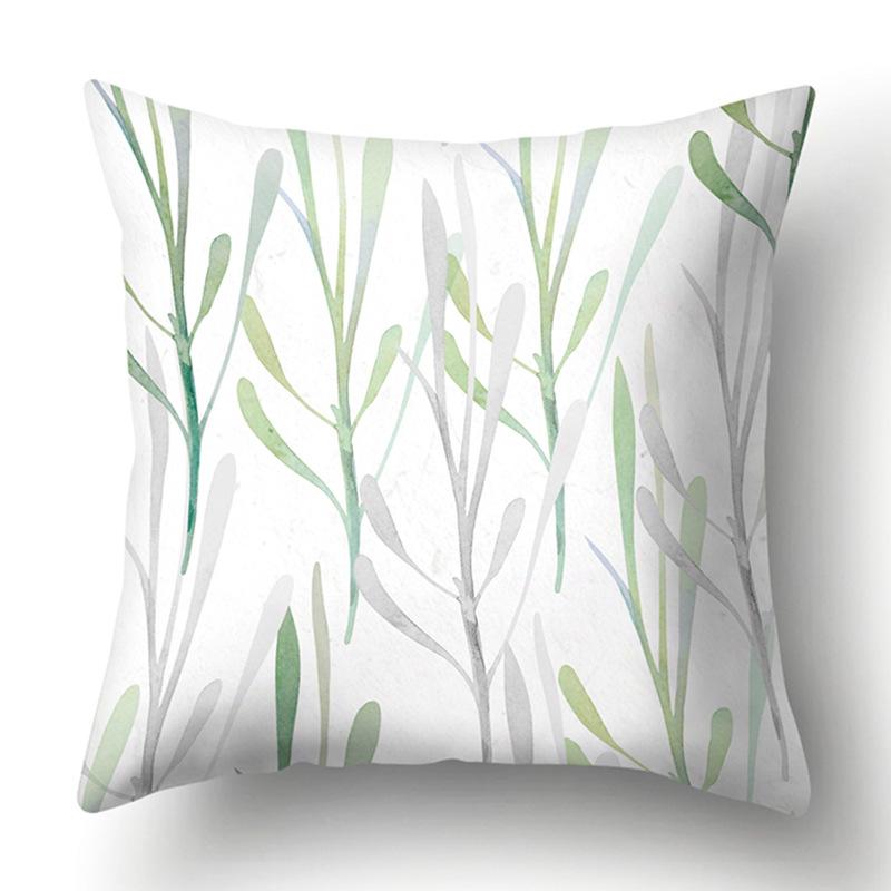 Polyester Pillowcase Green Tree Leaf Pillowcase Home Soft Furnishing Car Cushion Cover