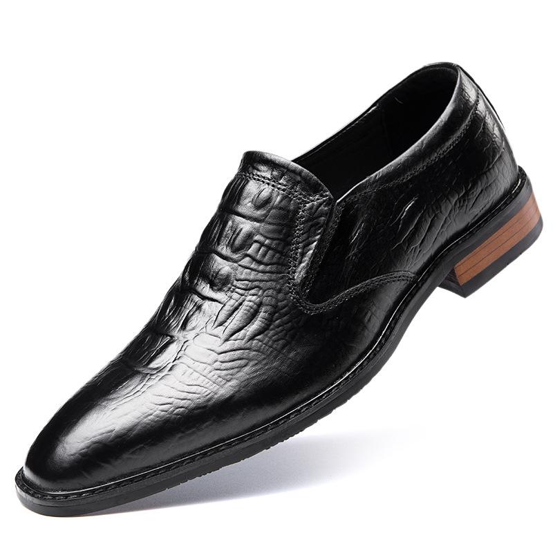 Elegant 3D Embossed Crocodile Leather Men s Slip-on Shoes - Formal Pointed Toe Casual Wear 44