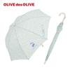 Ogawa Kids' Long Umbrella, Jump Style, 58cm, 8 Ribs, OLIVE des OLIVE Mint Floral Print, One-Point Logo, Antibacterial Handle, Water-Repellent, 71002