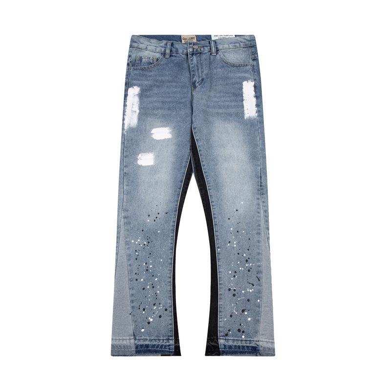 GALLERY DEPT Jeans Acampanados Retro Unisex Patchwork Desgastados con Lavado Salpicado