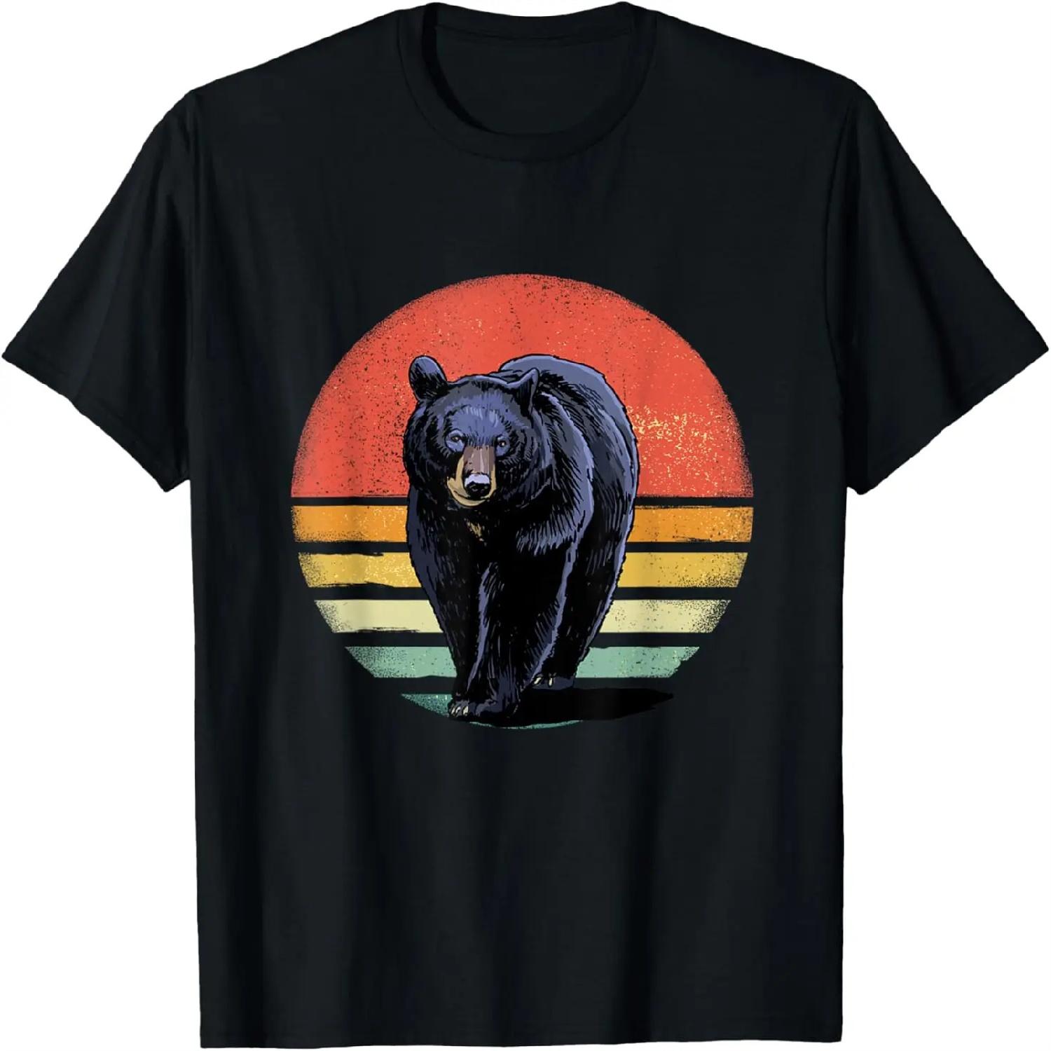 Retro Vintage Black Bear T-Shirt S