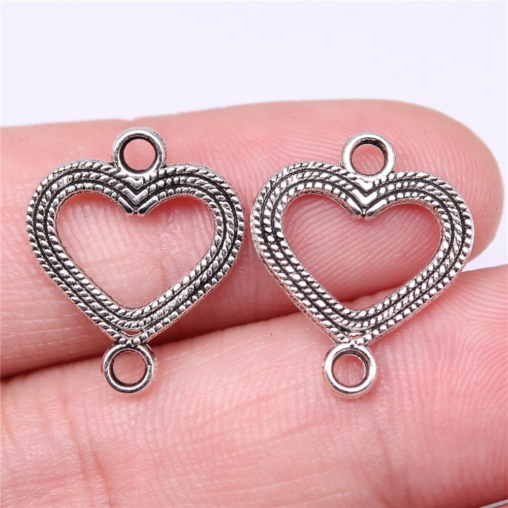 20pcs Hearts Charms Antique Silver Color Small Heart Charms Jewelry DIY Heart Charms For Bracelet Making