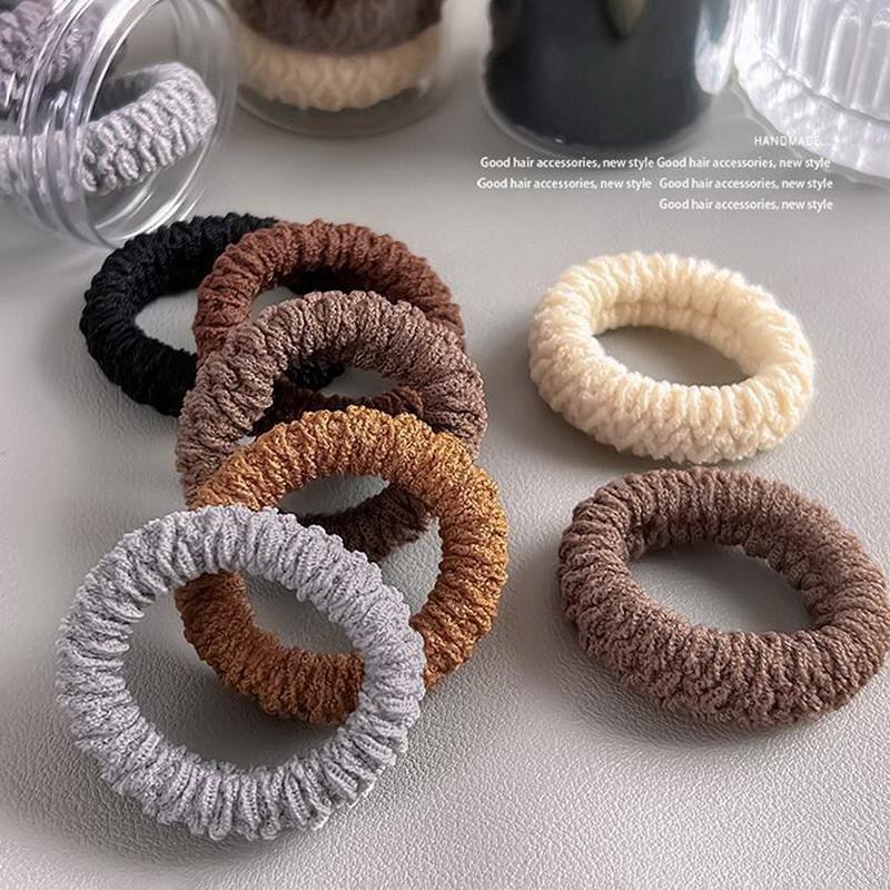 6pcs/set Simple Thick Stripe Hair Rubber Bands For Women High Elastic Black Hair Tie Girls Ponytail Holder Hair Rope Scrunchie