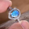 Cute Water Drop Stone Ring Blue Fire Opal Wedding Rings For Women Silver Color Engagement  Accessory Mother's Day Gifts