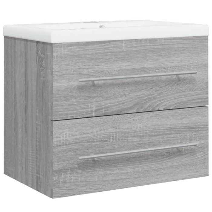 VidaXL Meuble Lavabo avec Bassin Intégré Armoire de Lavabo Rangement Meuble de Salle de Bain Intérieur Sonoma Gris Bois 3120180