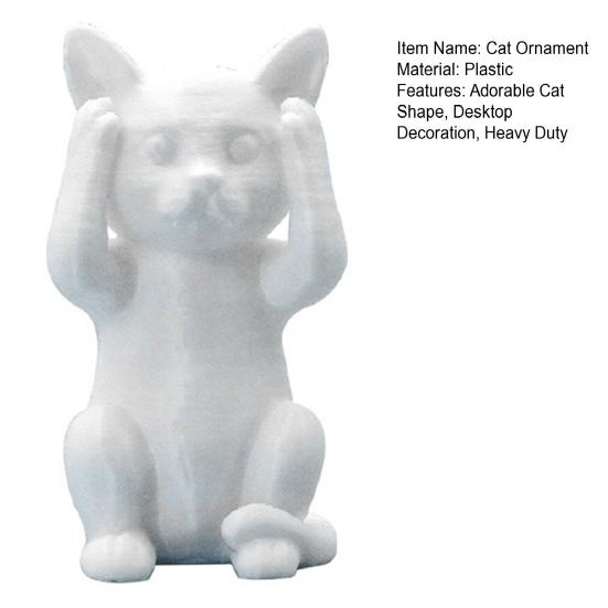 Smart Cat Ornament No See Speak Hear Mini Cat Statue Plastic Animal Sculpture Home Office Desktop Bookshelf Decoration
