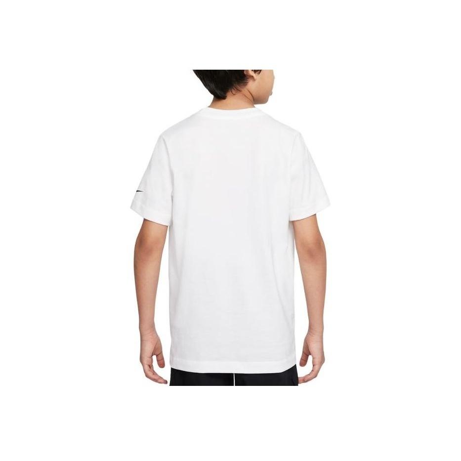 Nike Sportswear Essentials Series T-Shirt Large Logo Print Crew Neck Short Sleeve Kids Tops White DO1807-100