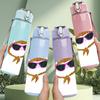 1PC Fashion Sunglasses Doodle 750ml Color Plastic Sports Water Bottle Leakproof Flip Straw Lid Suitable for Sports Office Home Use