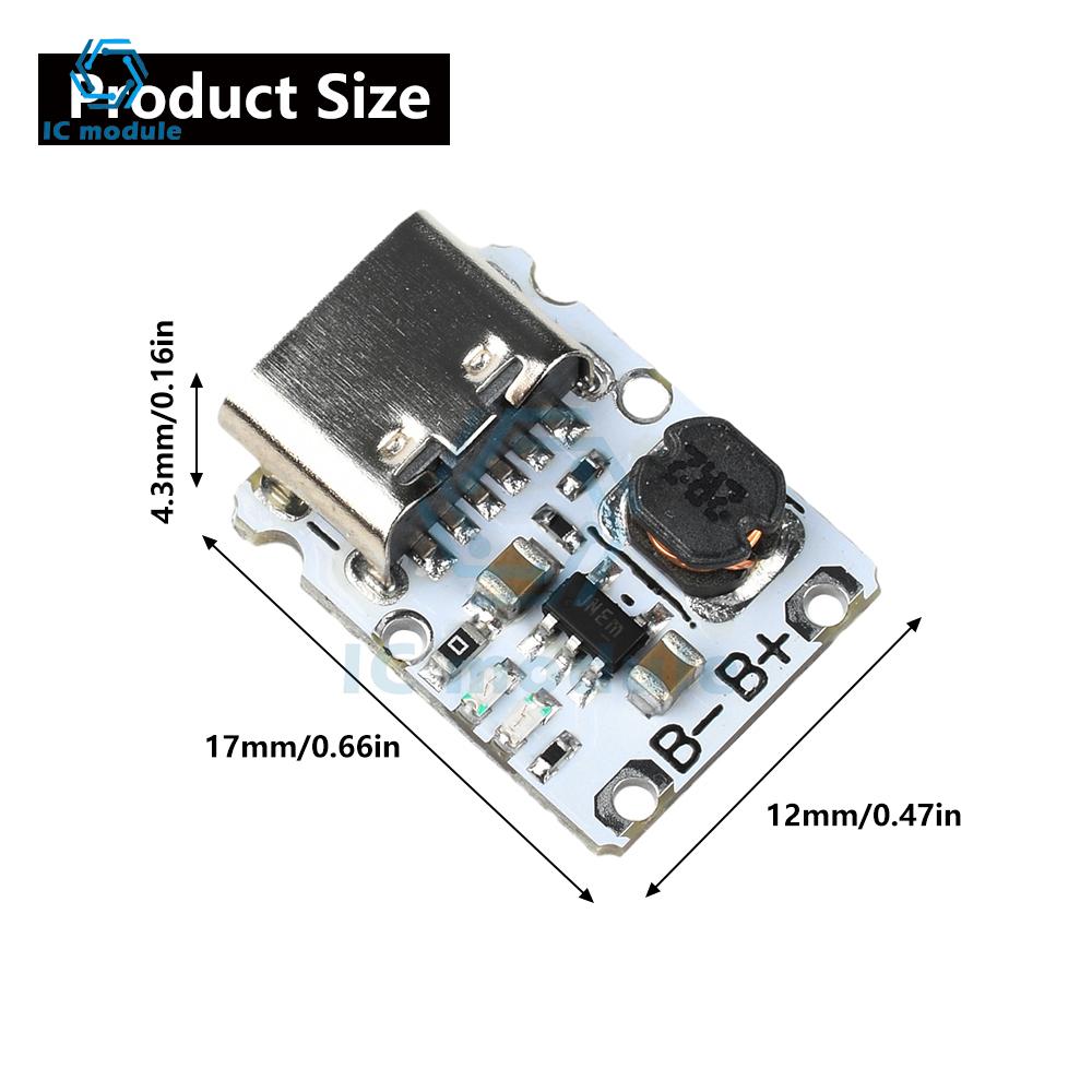 DC 5V Charge/Discharge Module 1.2A Mini Li-ion Battery Charging Module Boost Power Supply Board with Protection Type C