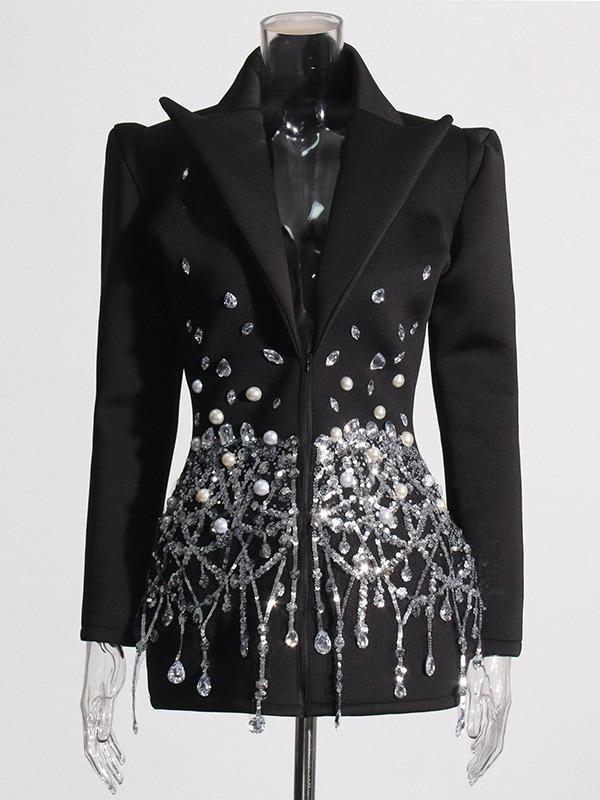2025 Summer Socialite Style Rhinestone Waist-Slimming Outerwear for Women
