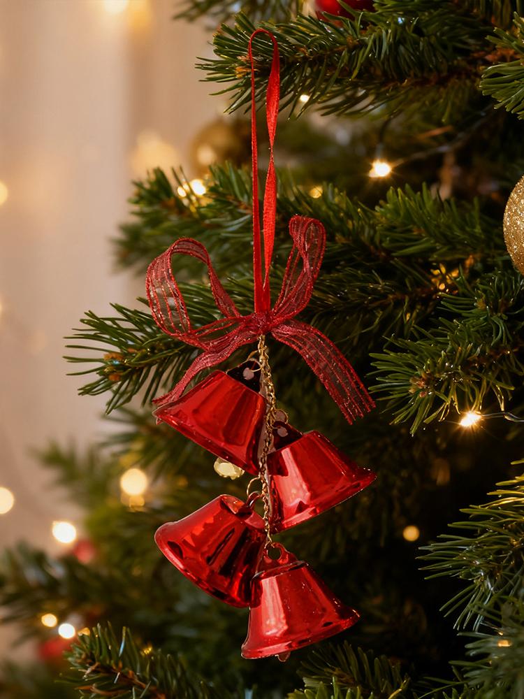 Bell Ornaments for Christmas Tree Hangable Jingle Pendants with Bow Chime Bell Pendant Bells for Wedding Party Xmas