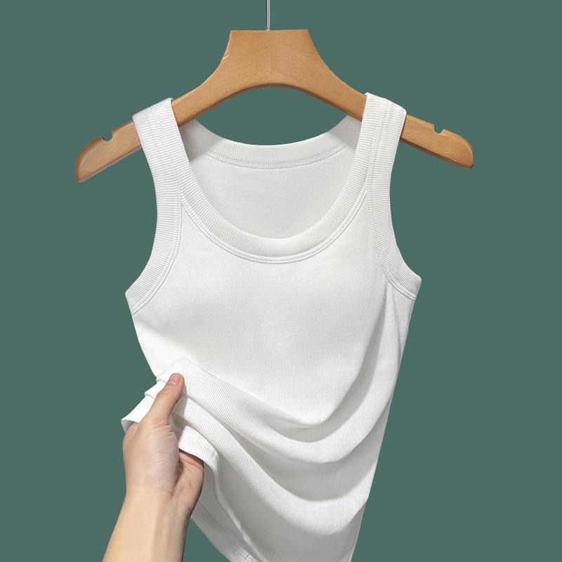 Crew Neck Sling Vest Women's New One-piece Fixed Cup Underwear with Sleeveless Vest Top
