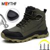 High-top Men Work Boots Steel Toe Shoes Puncture-Proof Safety Boot Protection Shoes Security Indestructible Shoes Wear-resistant