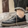 Fashion Men's Leather Shoes Lace Up Summer Comfortable Sneakers Outdoor Fashion Men Shoes Soft Leather Versatile Skateboard Shoes Men