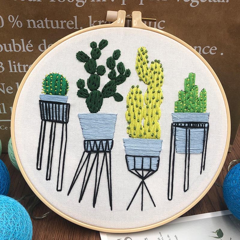 

1 шт. 3D вышивка в европейском стиле с узором зеленых растений, набор для рукоделия из ткани about 15 * 15cm