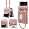 Vietao PU Leather Wallet Case for Samsung Galaxy Z Flip 8, Z4, Z3, Z Flip 5 Phone Case with Hand Strap, Z Flip 6 and Z Flip 7