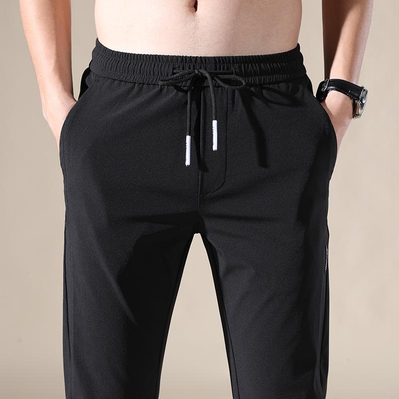 Ice-Silk Trousers for Men Loose-Fit, Breathable Straight-Leg Casual Trousers Lightweight Quick-Dry Long Trousers Stretch Men's Sports Trousers