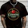 Motorrad Herren T-Shirt Lässig CUMMINS CIDER Mit Stilvollem Rundem Emblem in Gold & Grün T-Shirt Kurzarm Sommer Oberteile