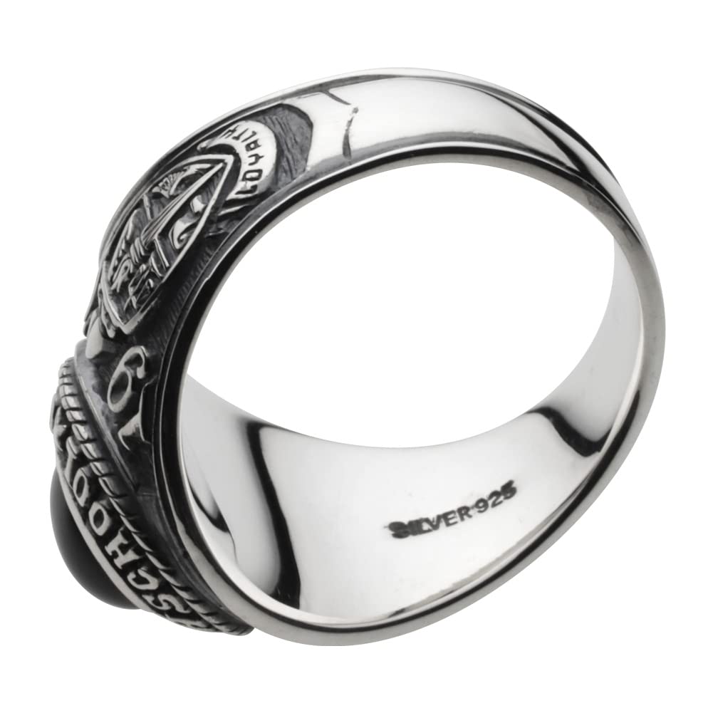 Figmart Oval Stone College Ring with Black Star fr0166 Size 13 [Silver 925]