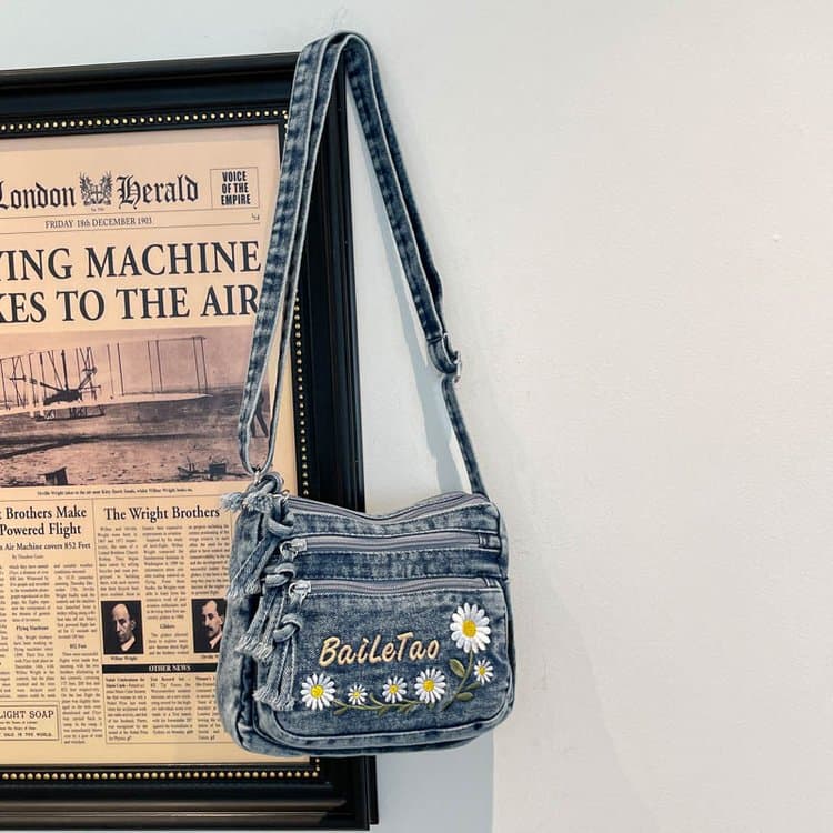 

Denim Daisy Embroidered Crossbody Bag Women s Shoulder Bag