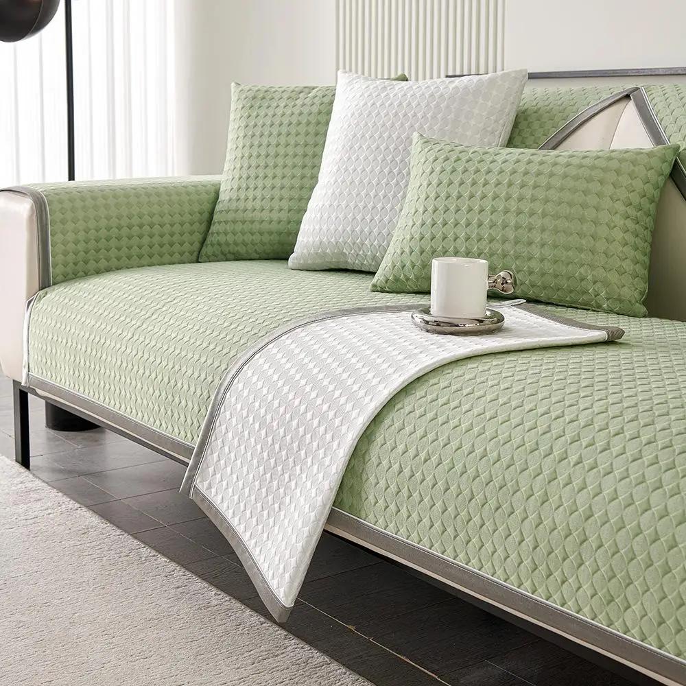 

1 шт., чехол для дивана Ice Silk Cool Summer, простая стильная однотонная подушка, противоскользящее полотенце для спины, можно стирать в стиральной машине, защита от царапин для кошек 1seat 70x70cm зелёный