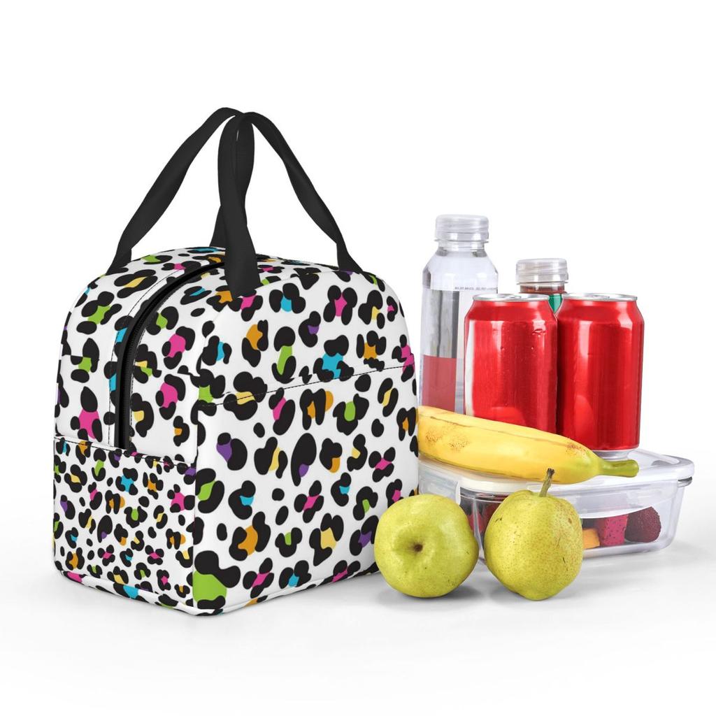 Orange Leopard Insulated Lunch Bag for Kids School Cooler Thermal Food Box Tote Portable Lunch Boxes Container