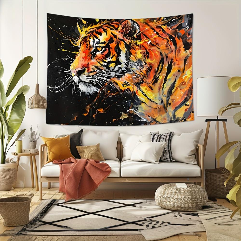 Graffiti Style Tiger Tapestry Abstract Watercolor Tiger Wall Hanging Modern Aesthetic Room Decor suitable offices bars party
