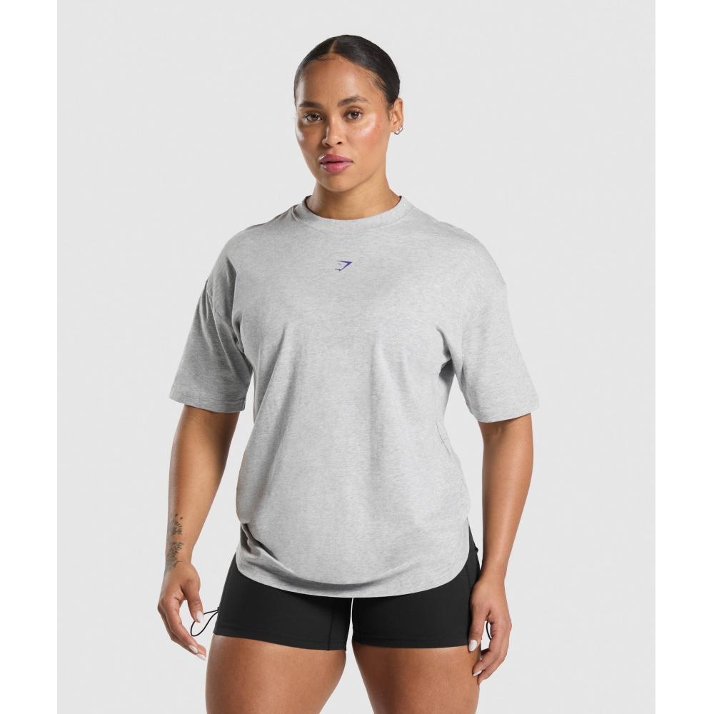 

Футболка Gymshark Graphic Reaper Oversized, светло-серая, меланжевая, B2b7d Gbcn XS