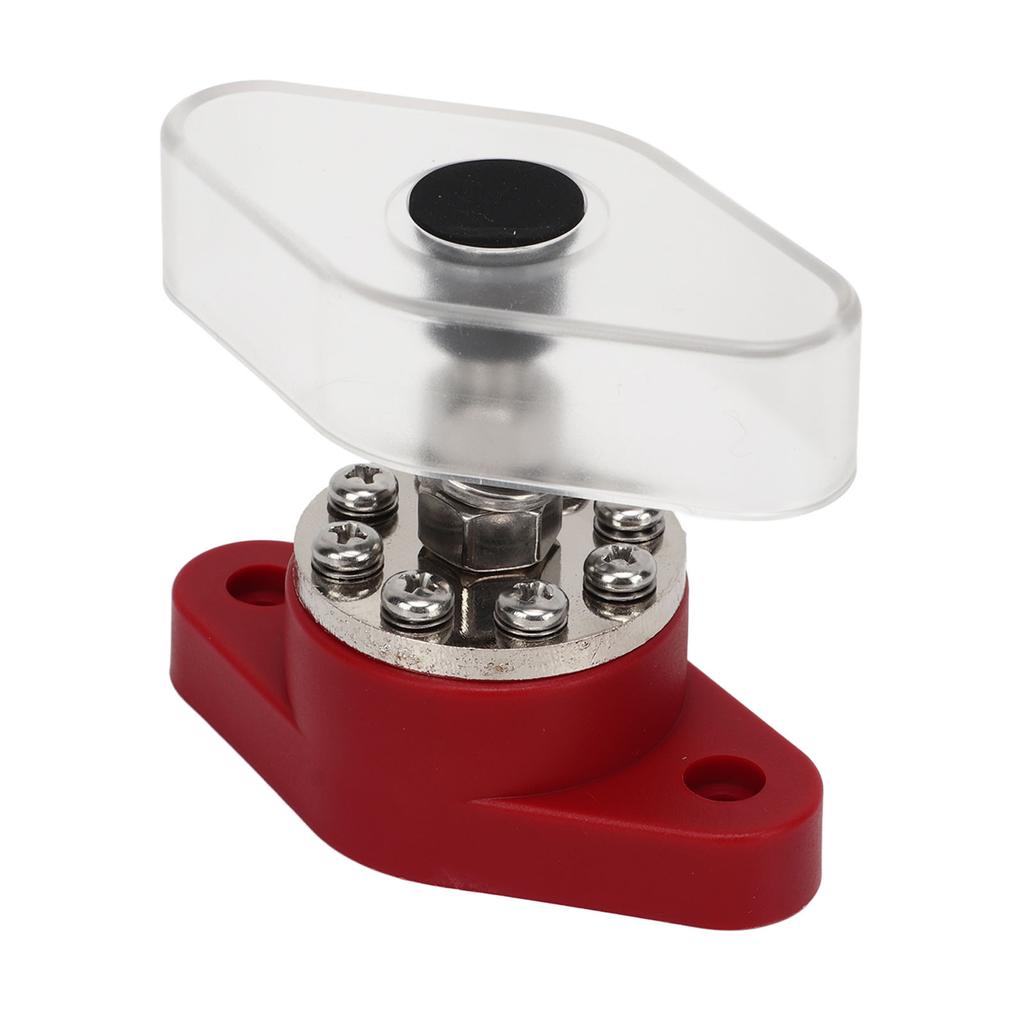 Power Distribution Stud Junction Post Red 3 8in 300A with Transparent Cover For Motor ATV Ship Electrical Equipment