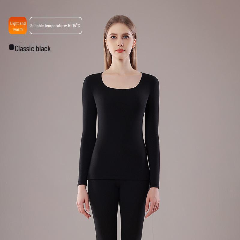 

Комплект женского термобелья Bonas - бесшовный, антистатичный, облегающий, на осень и зиму Size M-[85-100] чёрный