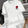 Aesthetic Small Red Rose Chest Graphic TShirt Unisex Unisex Motivational Text Side Print Minimalist Short Sleeve Unisex Tees