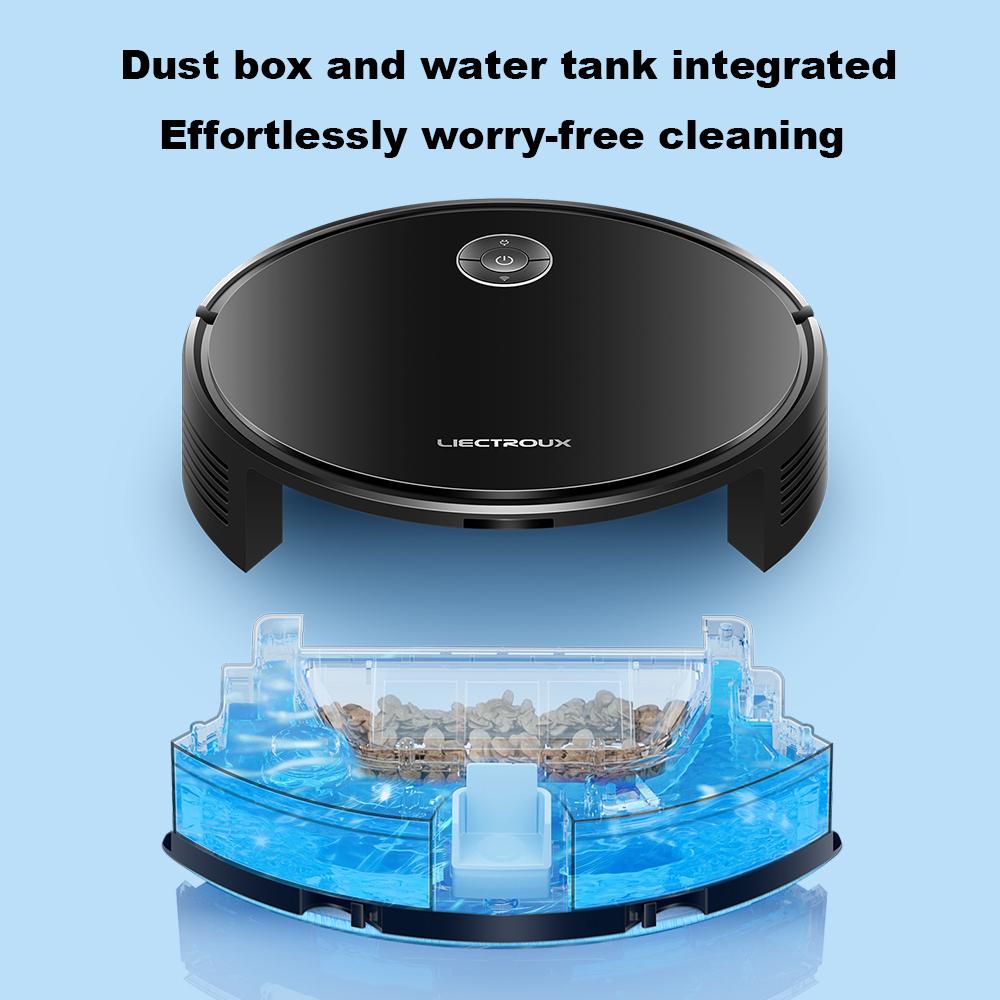 LIECTROUX C7 Robot Vacuum Cleaner AI Map Route,Memory,Super Smart Partition,WiFi App,6000Pa Suction,Electric WaterTank,Wet Mop
