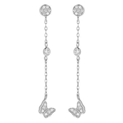[Q2866] - Silver 'Butterflies' Earrings Silver White - 47 Mm 8x5 Mm