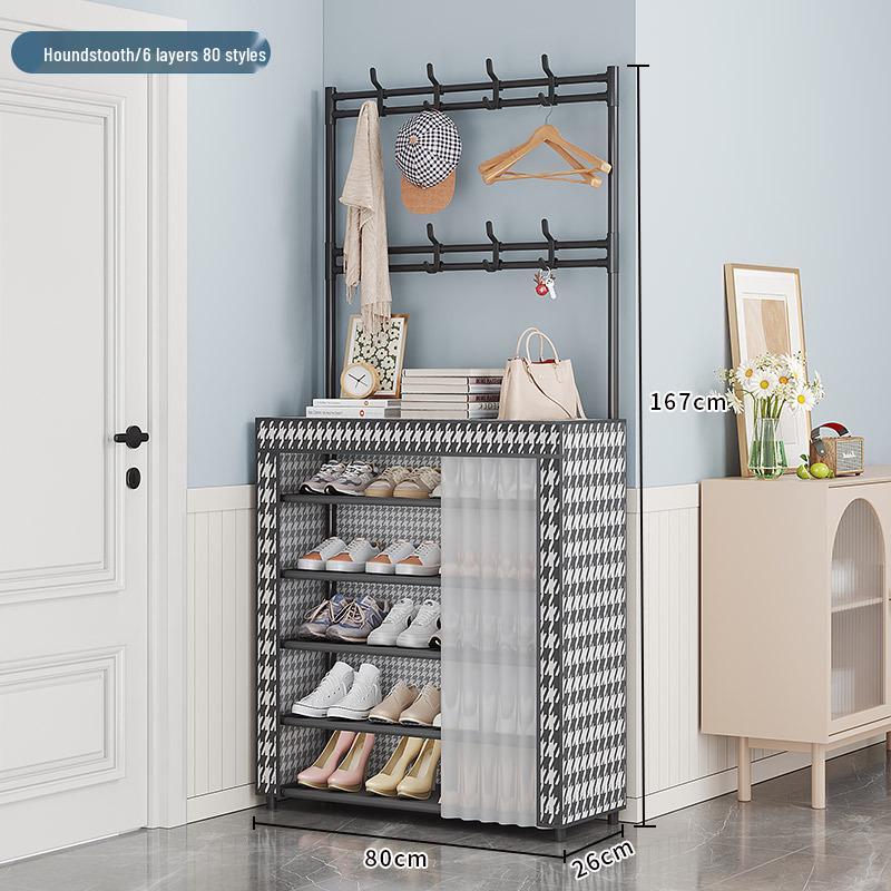 Multi-layer Dustproof Shoe & Hat Rack: Floor-standing Coat Rack & Storage Shelf for Living Room or Entryway